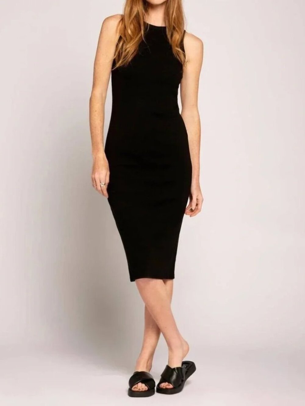 CURRENT/ELLIOTT The Ava Sleeveless Cotton Bodycon Dress in Black Size XL NWT